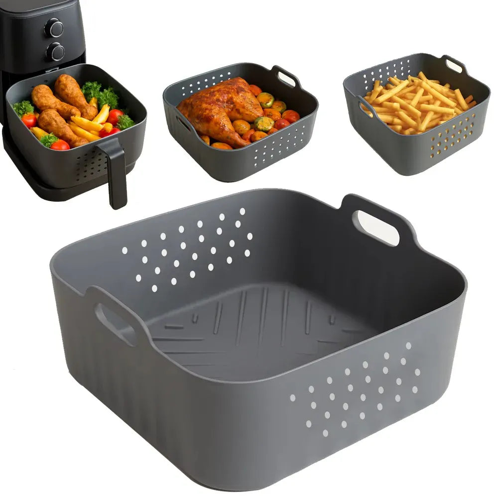 Moule Silicone Air Fryer Carré Réutilisable 55-62L avec Poignée Air Fryer