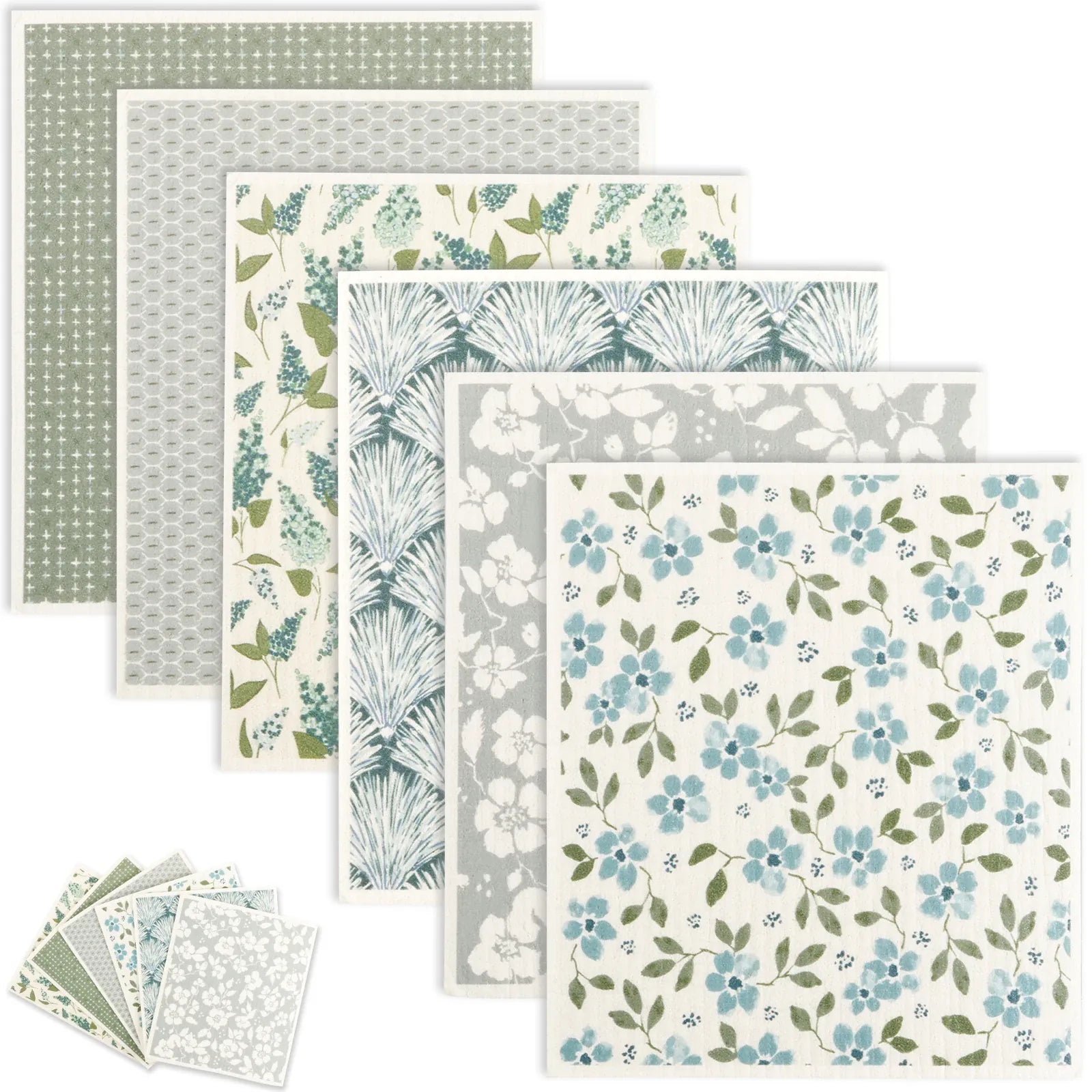 Torchons en Coton Cellulosique Absorbants - Lot de 6 Pièces