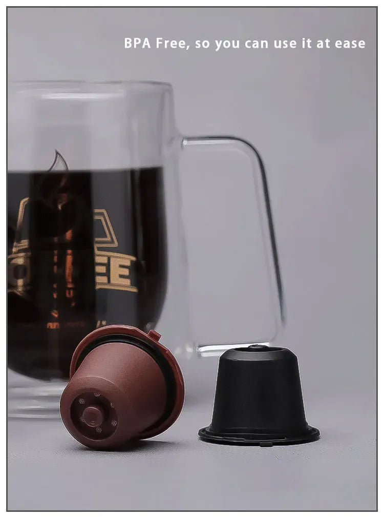 Capsules de Café Réutilisables Compatible Nespresso — Lot de 3 ou 6 Pièces avec Cuillère et Brosse capsule