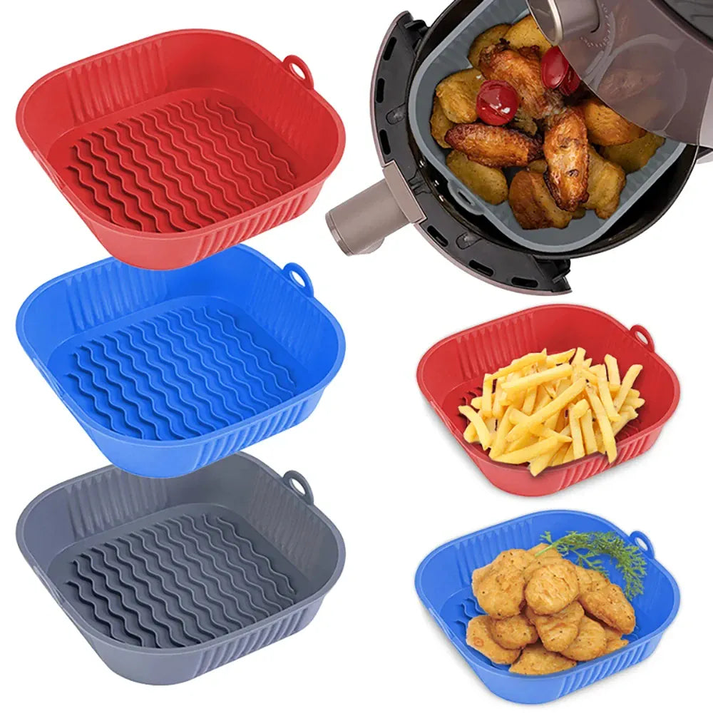 Moule Silicone Air Fryer Réutilisable Carré - Lot de 3 Pièces Air Fryer