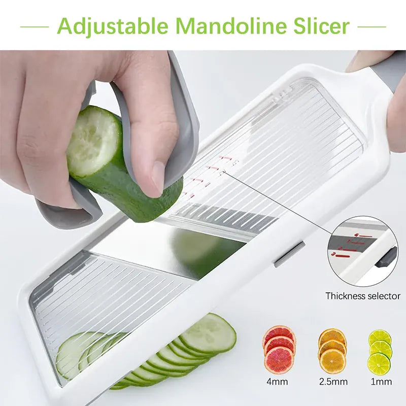 Mandoline avec Lame en Acier Inoxydable Ajustable pour Légumes et Fromage Mandoline