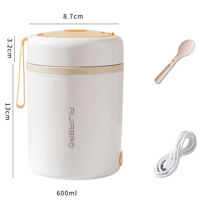 Lunchbox Chauffante USB 600 ml — Acier Inoxydable 304, 60 °C, Étanche lunchboxchauf