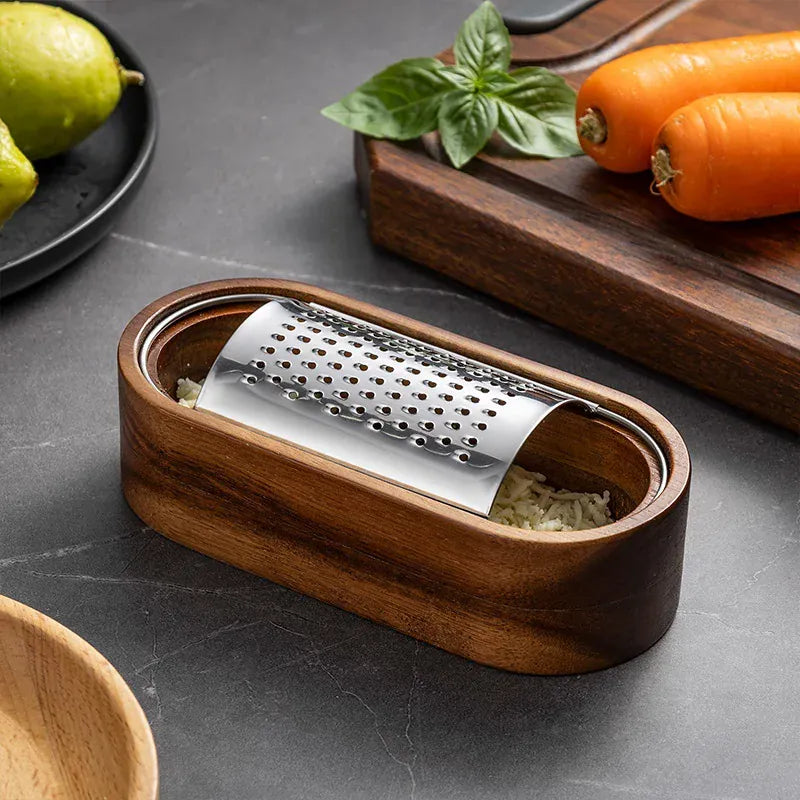 Râpe à Fromage en Acier Inox 304 avec Conteneur en Bois rape
