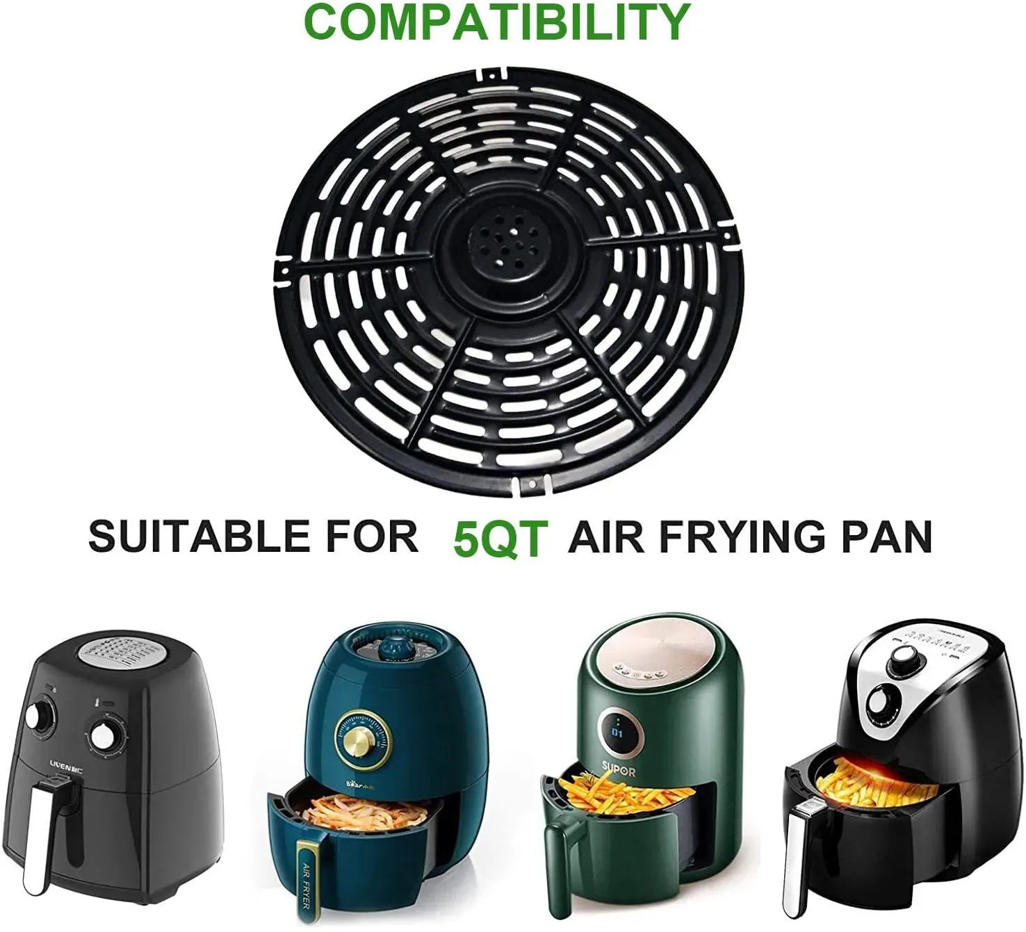 Grille Antiadhésive Air Fryer Rond 24 cm - Accessoire de Cuisson Air Fryer