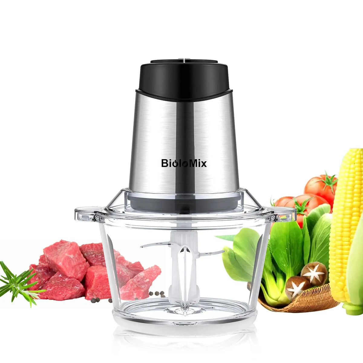 Hachoir Électrique 500W 1,8L Verre – 4 Lames Inox 304 – Dual Control Viande Légumes hachoir electrique