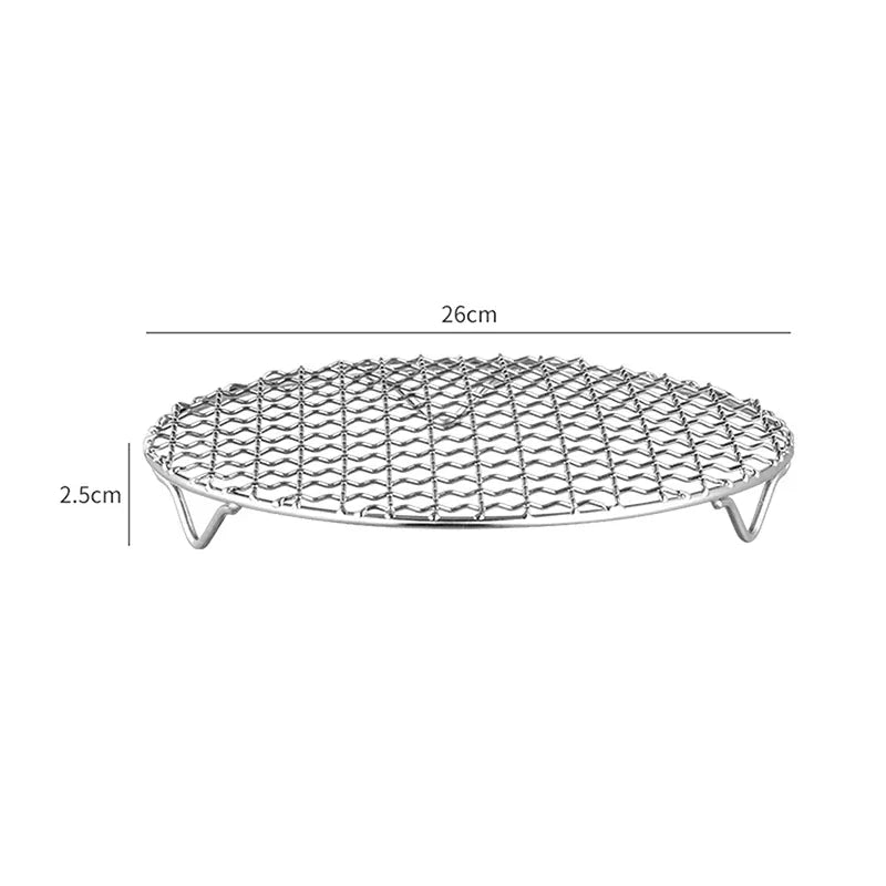 Grille Inox Air Fryer Rond Empilable - Rack de Cuisson Anti-corrosion Air Fryer