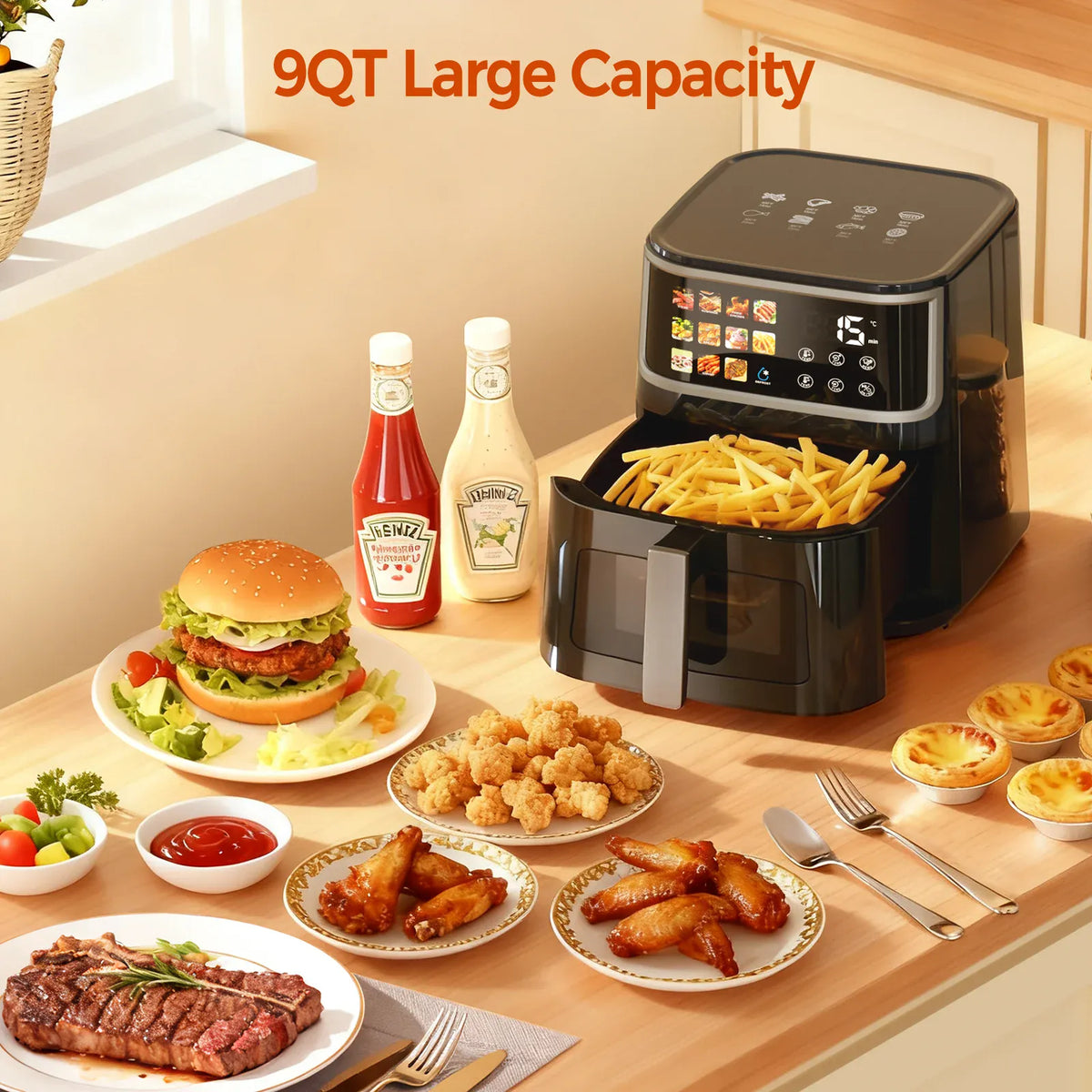 Friteuse Sans Huile 8L 1700W Écran Tactile 11 Programmes airfryers