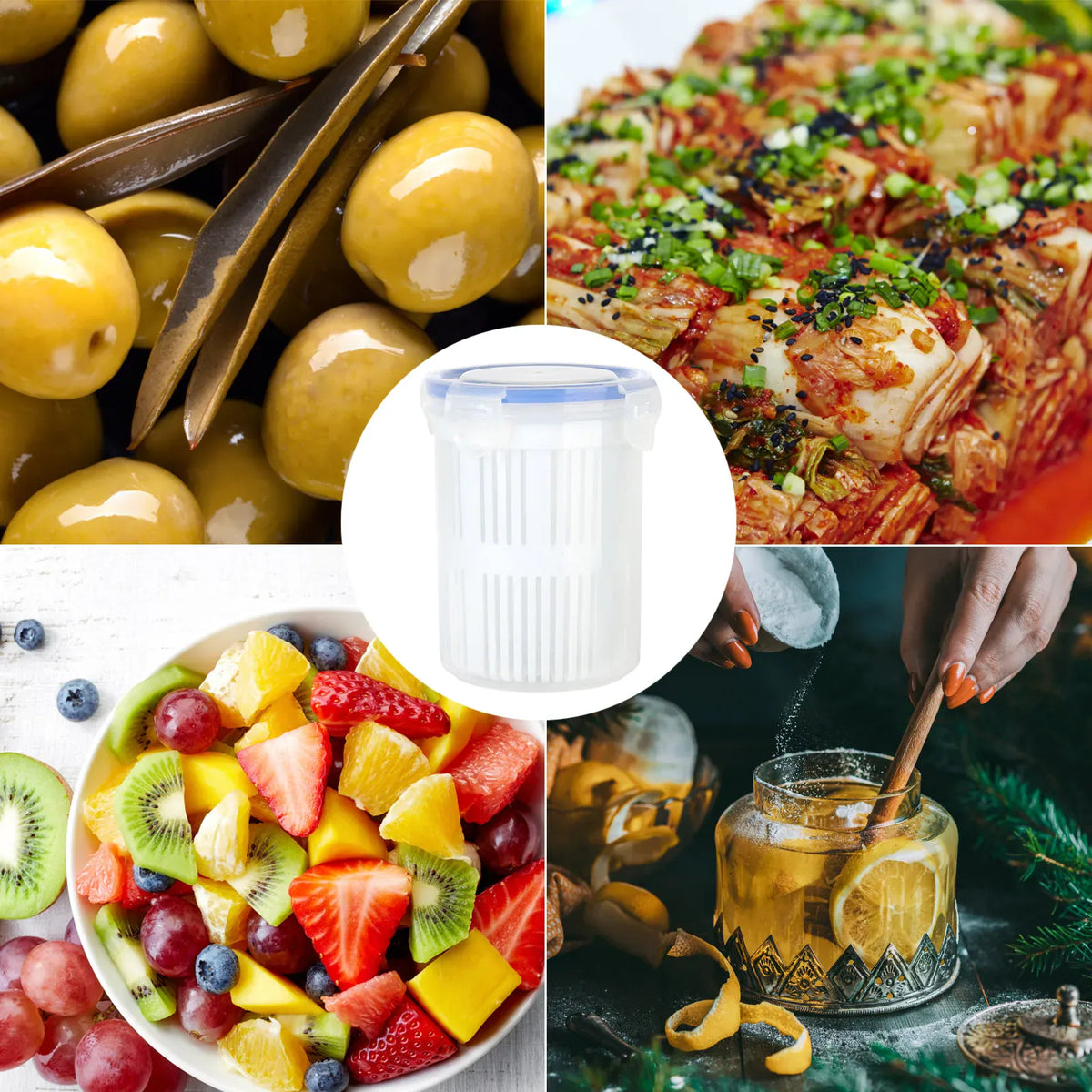 Bac de Fermentation Hermétique 2L - Conservation Légumes avec Égouttoir Boîtes Hermétiques