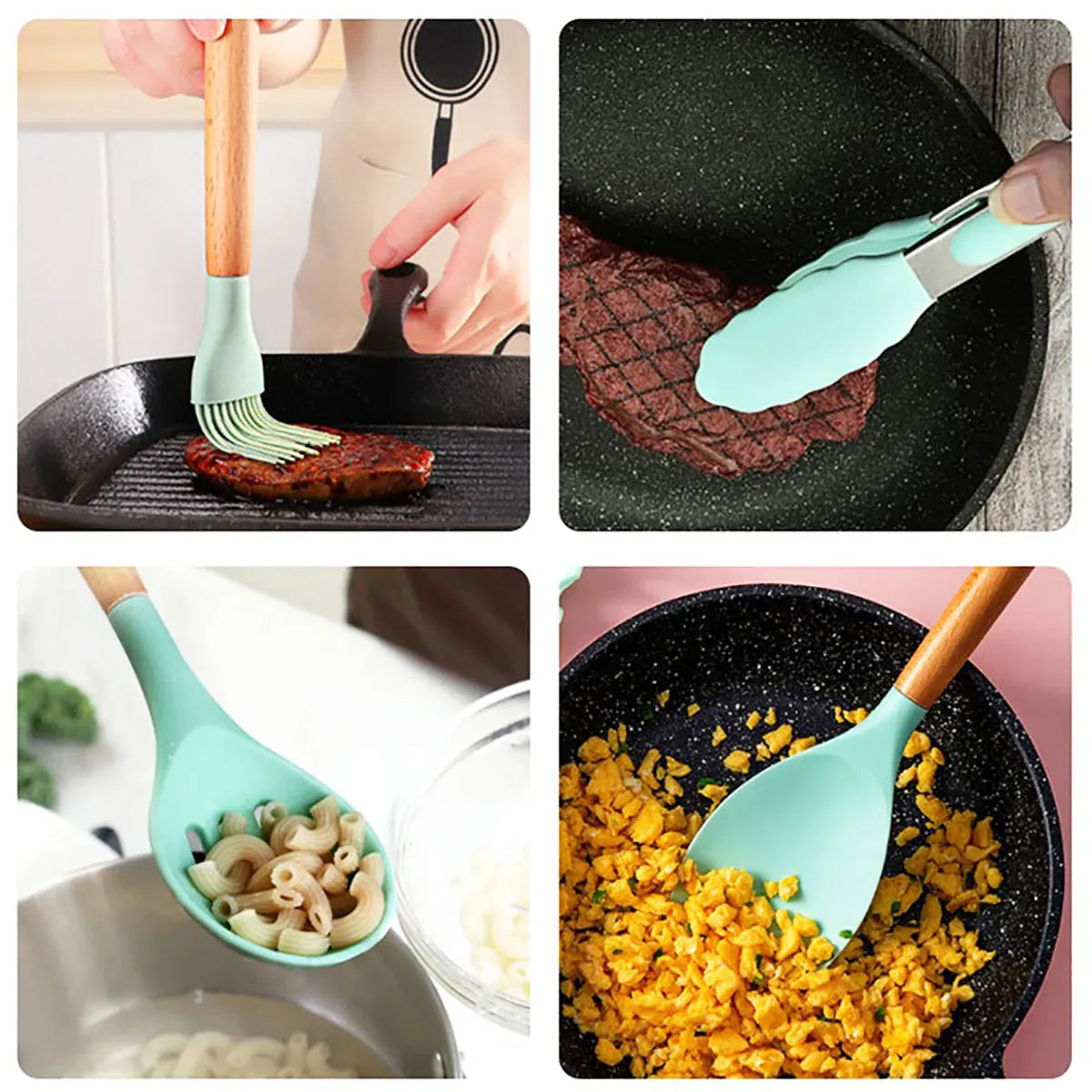 Set Ustensiles Silicone 12 pièces Cuisine | Résistants à la chaleur spatule en silicone
