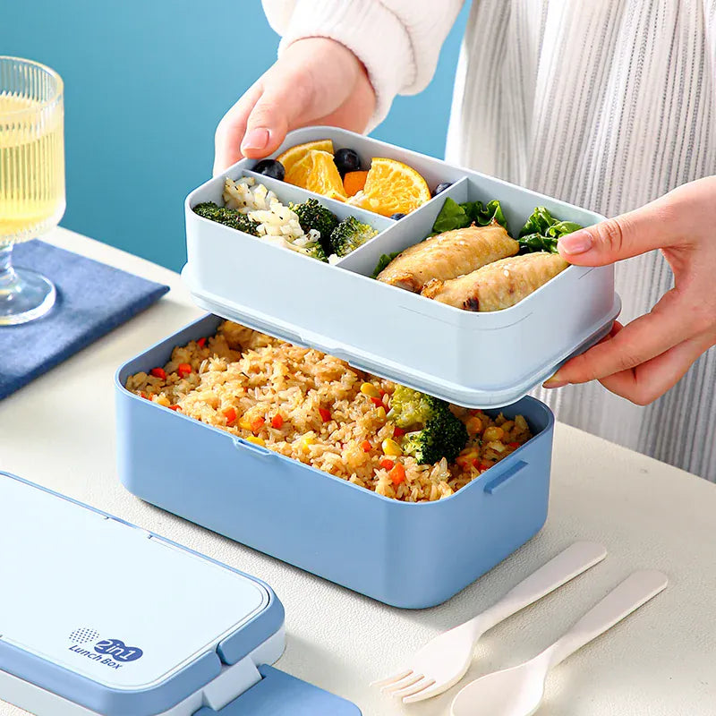 Bento 2 Étages Bambou 760ml + 1200ml | Micro-ondable et Compartimenté Bento
