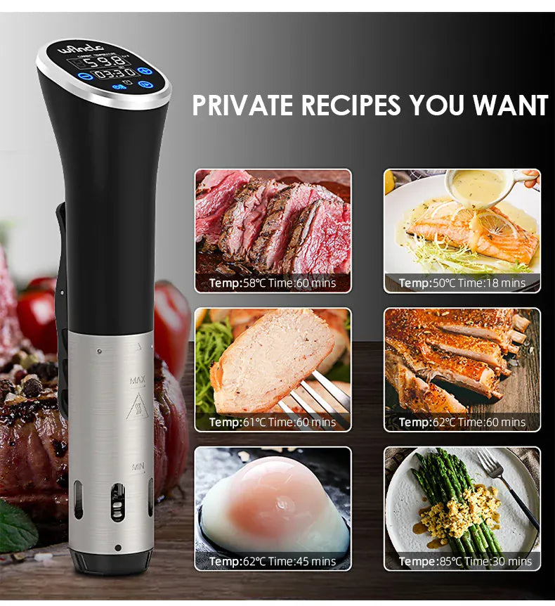 Cuiseur Sous Vide à Immersion 1100W Écran LCD Étanche IPX7 sv