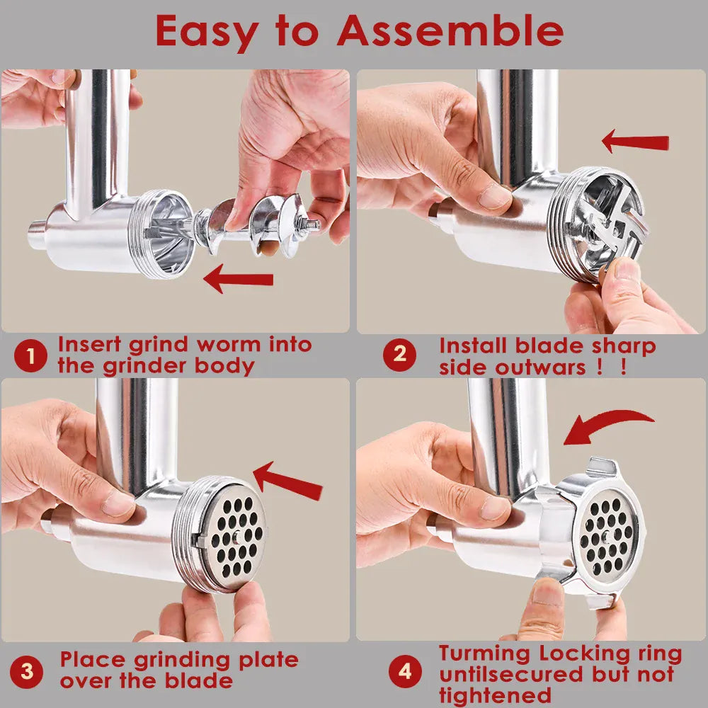 Kit Accessoires Hachoir pour Robot KitchenAid — 17 Pièces, 4 Grilles, 3 Lames + Tubes à Saucisse KitchenAid