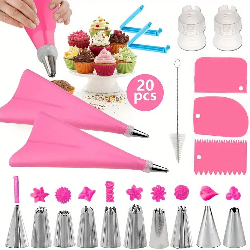 Set de Poches à Douille en Silicone avec 20 Accessoires pour Pâtisserie douillepoche