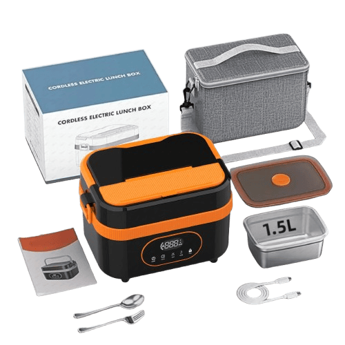 LunchBox Chauffante Sans Fil 60 W — Batterie 18 000 mAh, Cuve Inox 304, Timer 8h lunchboxchauf