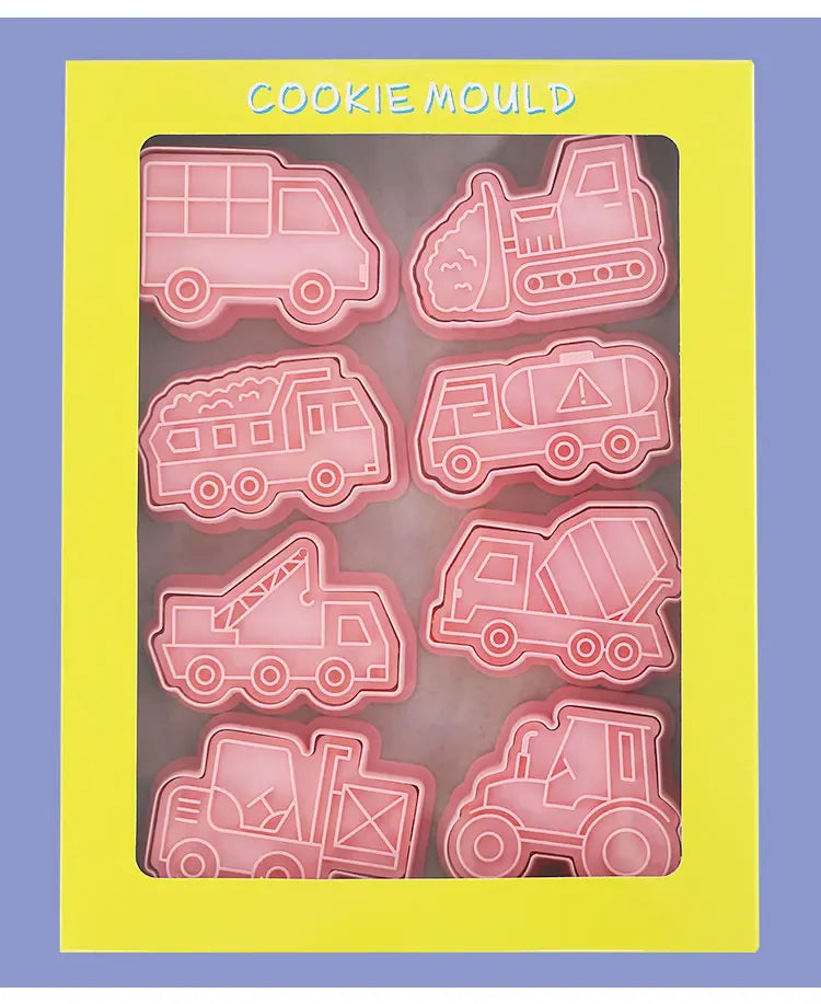 Emporte-pièces de pâtisserie - Set de 8 camions en plastique 3D emportepieces