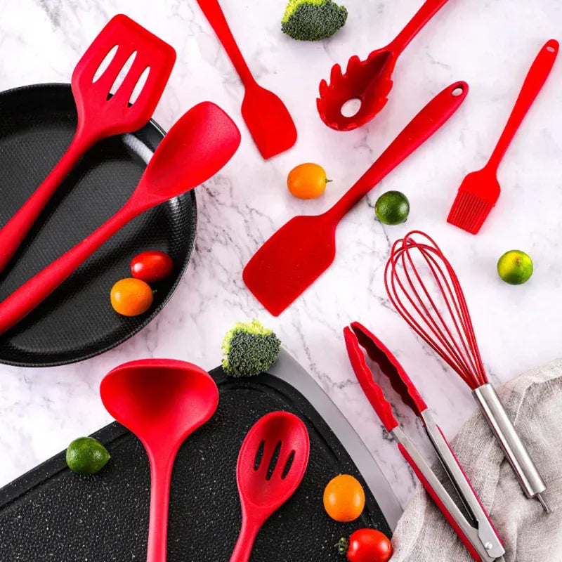 Set Ustensiles Silicone 10 pièces | Non-adhérent et résistant à la chaleur spatule en silicone