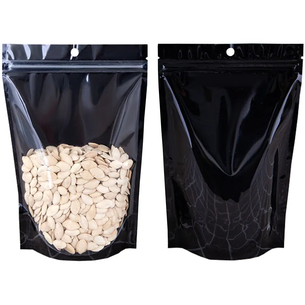 Sachets Zip Alimentaires Hermétiques Noir - Lot de 100 pièces