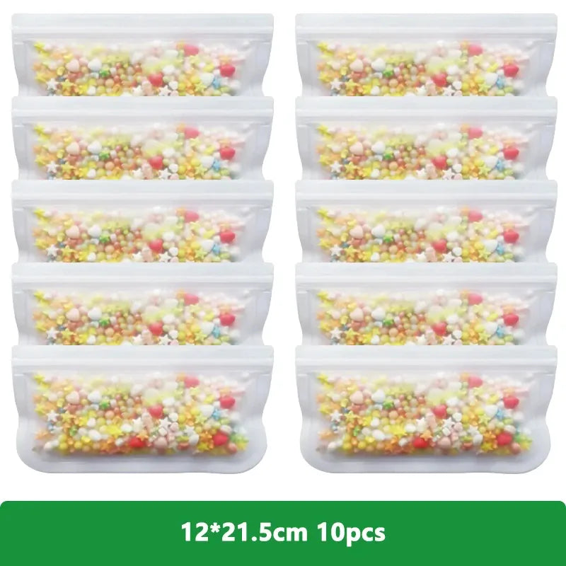 1/5/10 Pcs Reusable Ziplock Silicone Bags Dishwasher Safe Freezer Bag Lunch Bag Sandwich Bags BPA Free for Food Storage Home