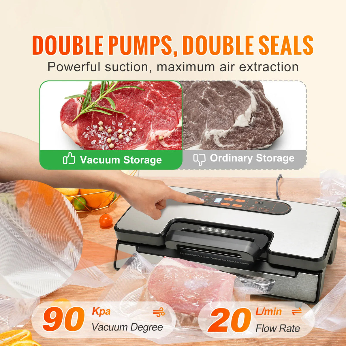 Machine Sous Vide Alimentaire 130W 90 kPa avec 10 Sacs Offerts sv