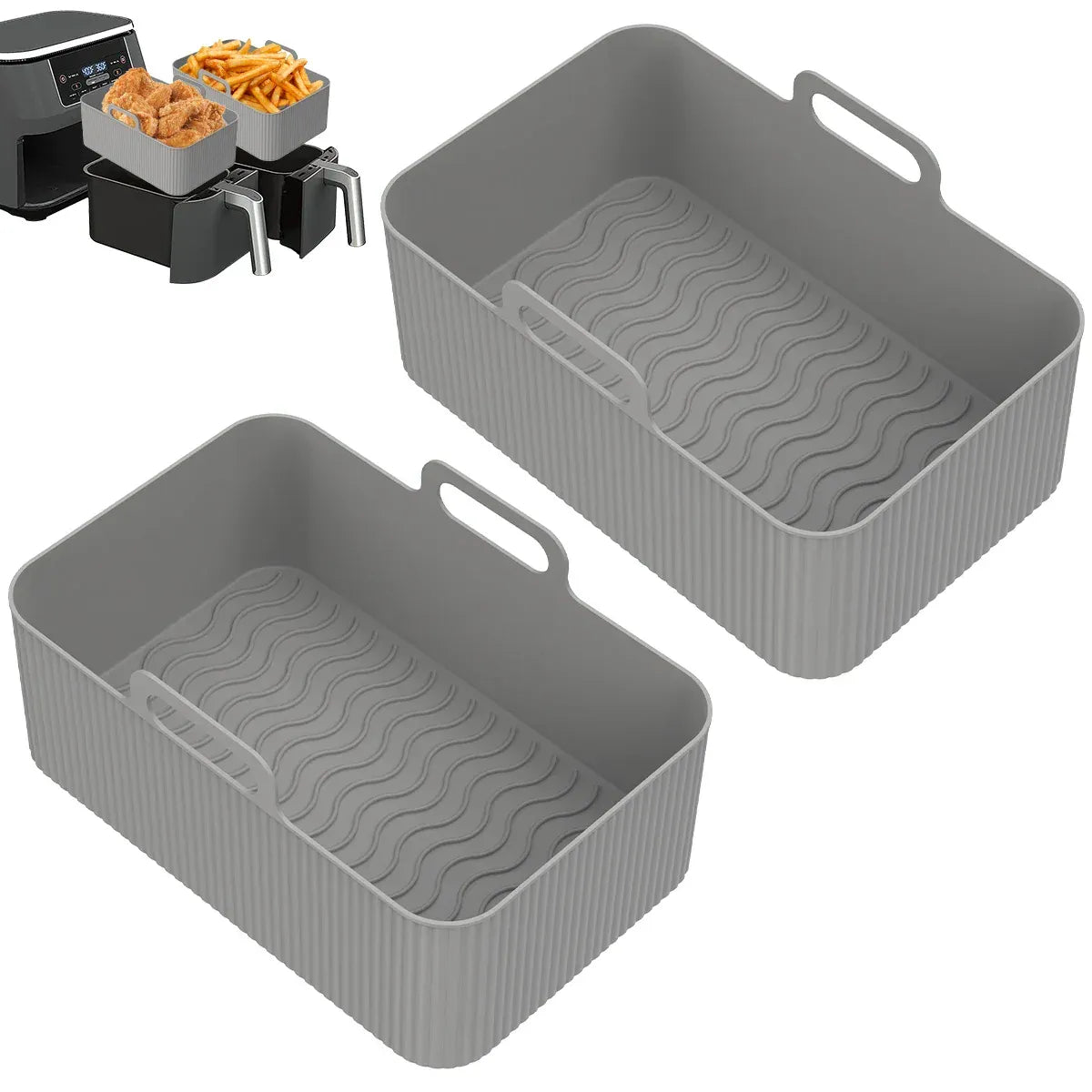 Moules Silicone Réutilisables Air Fryer - Lot de 2 Rectangulaires Air Fryer