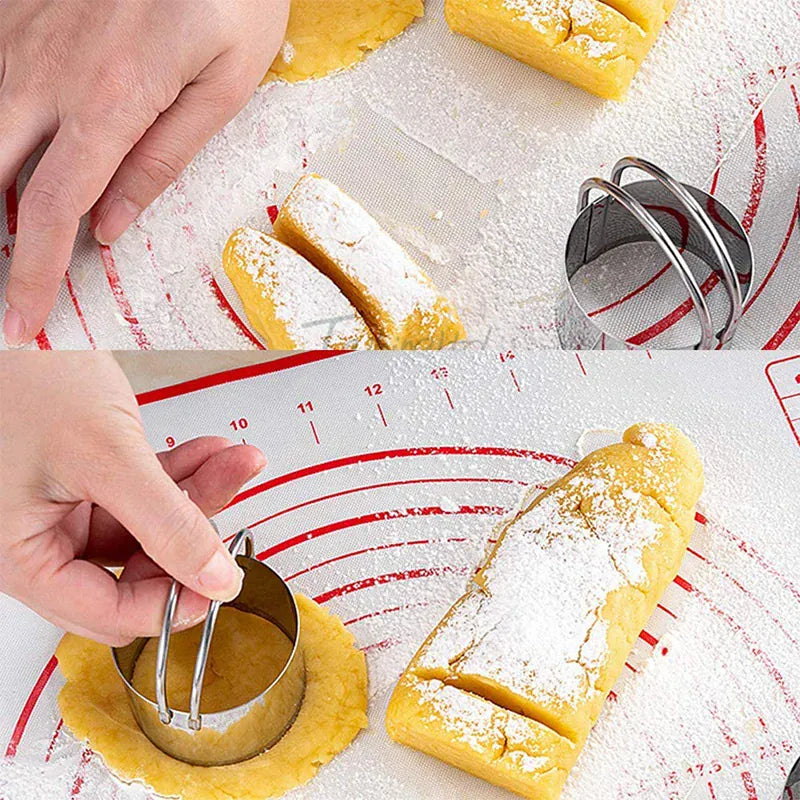 Emporte-pièces à biscuits en acier inoxydable - Set de 5 cercles avec poignée emportepieces