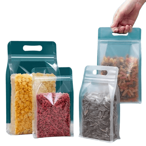 Sachets Zip Alimentaires Transparent Lot de 50 Pièces avec Poignée ssr