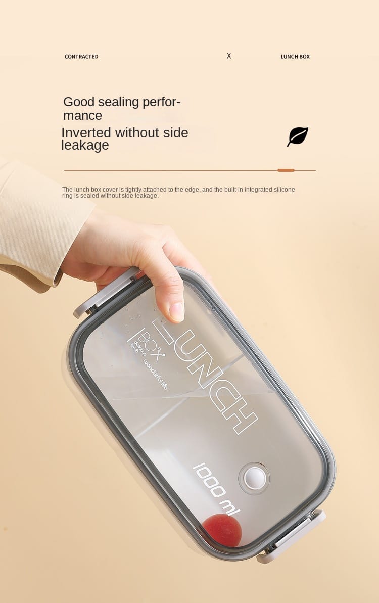 Lunch Box Hermétique 1000ml Plastique Résistant au Micro-ondes Lunchbox