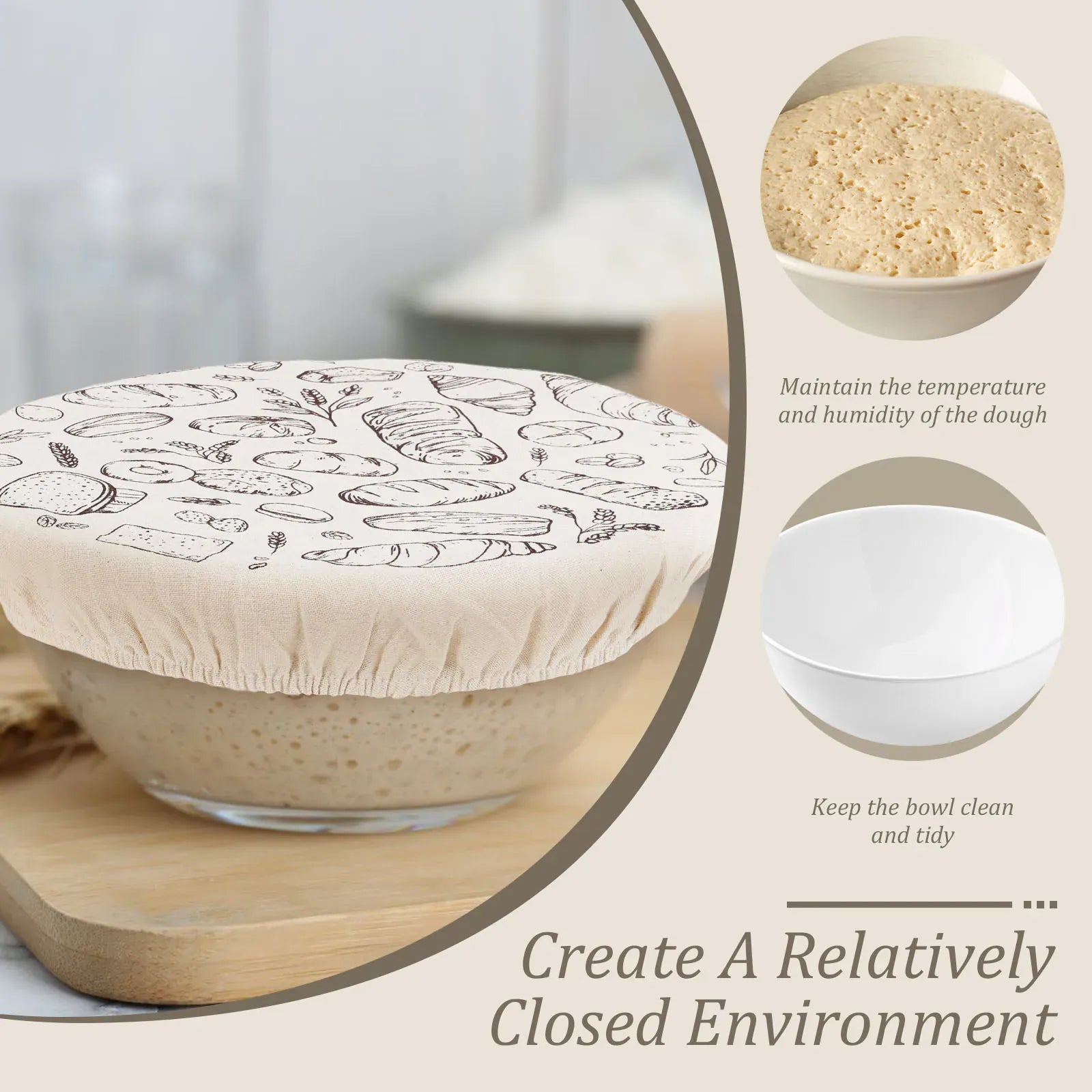 Couvercles Réutilisables en Tissu | Lot de 3 | Design Sourdough far