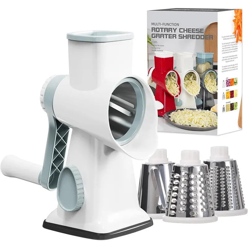 Râpe rotative 3 en 1 avec accessoires pour fromage et légumes Coupe Légumes