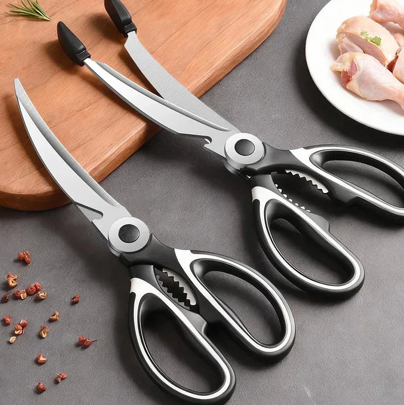 Ciseaux BBQ Multi-Fonctions Inox 304 avec Pince et Brosse Accessoire ciseaux