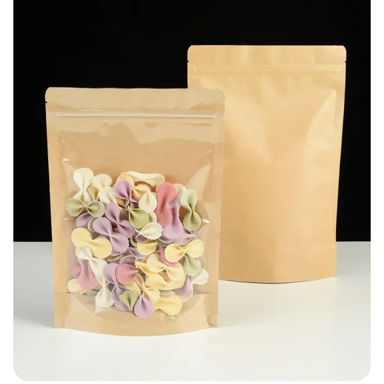 Sachets Kraft Transparente Autoportants - Lot de 50 Pièces