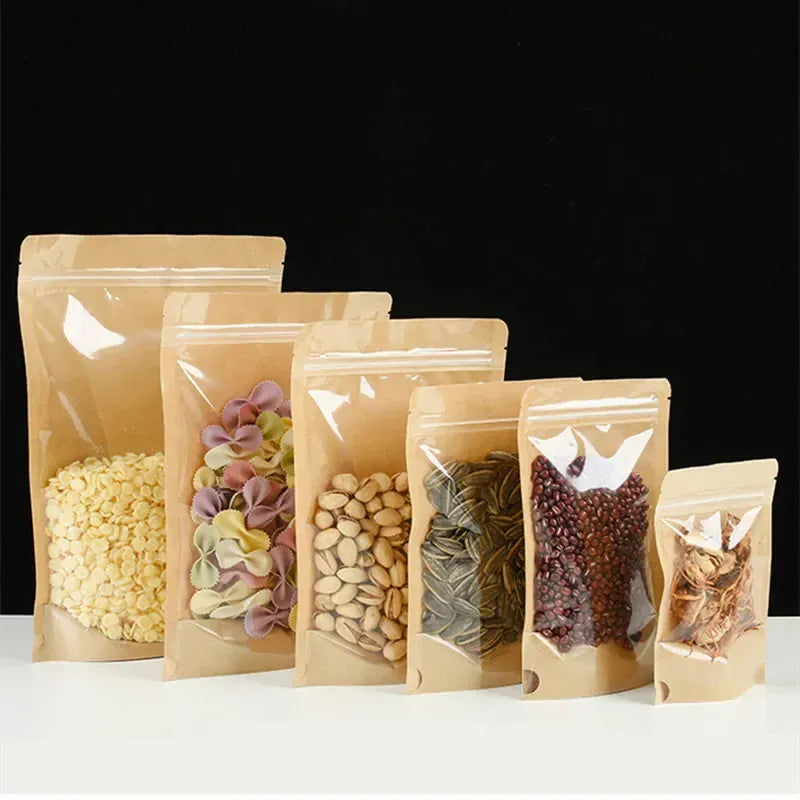 Sachets Kraft Transparente Autoportants - Lot de 50 Pièces ssj