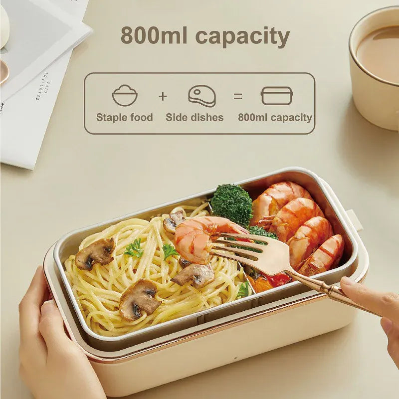 Lunch Box Chauffante Électrique 45W 800ml — Cuve Inox 304, Sans Eau, 70°C lunchboxchauf