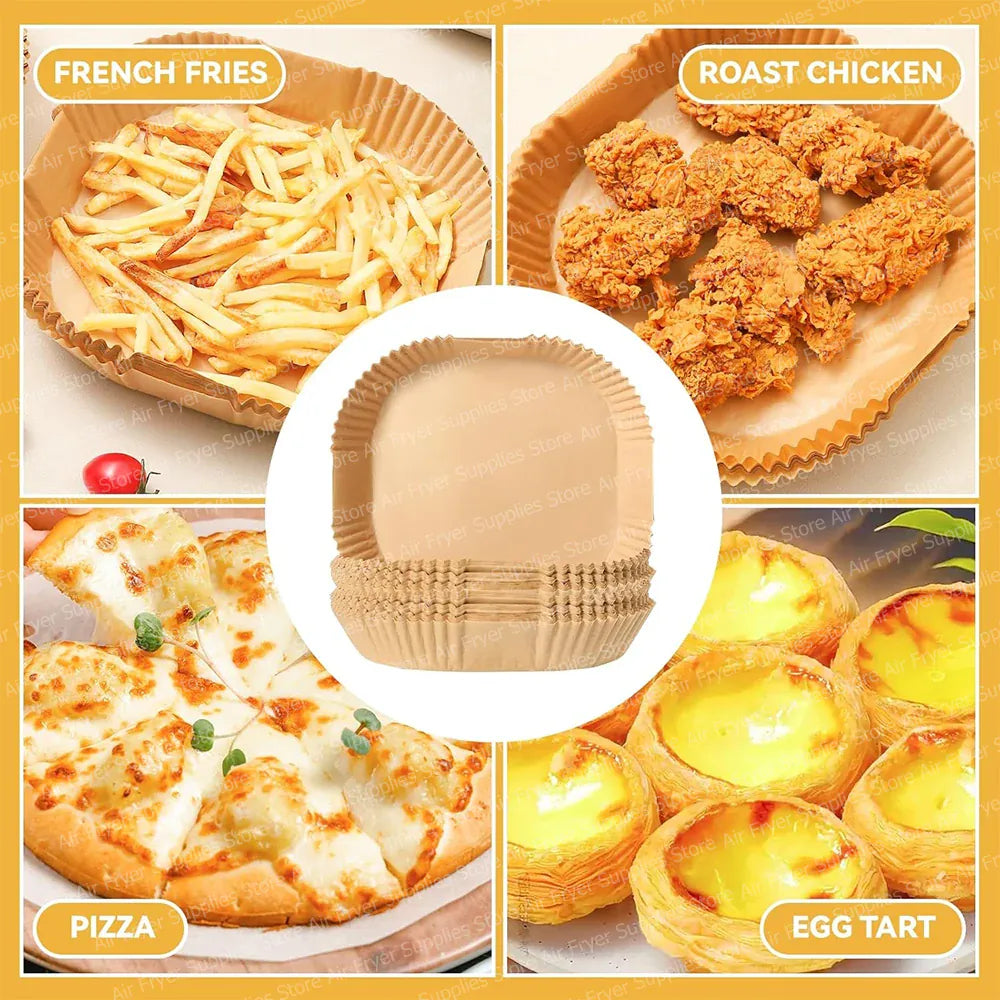 Papier Cuisson Air Fryer Jetable Carré 20-24 cm Lot de 100 Air Fryer