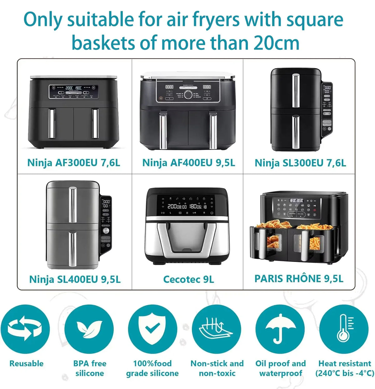 Kit Accessoires Friteuse Sans Huile - 10 Pièces Réutilisables Air Fryer