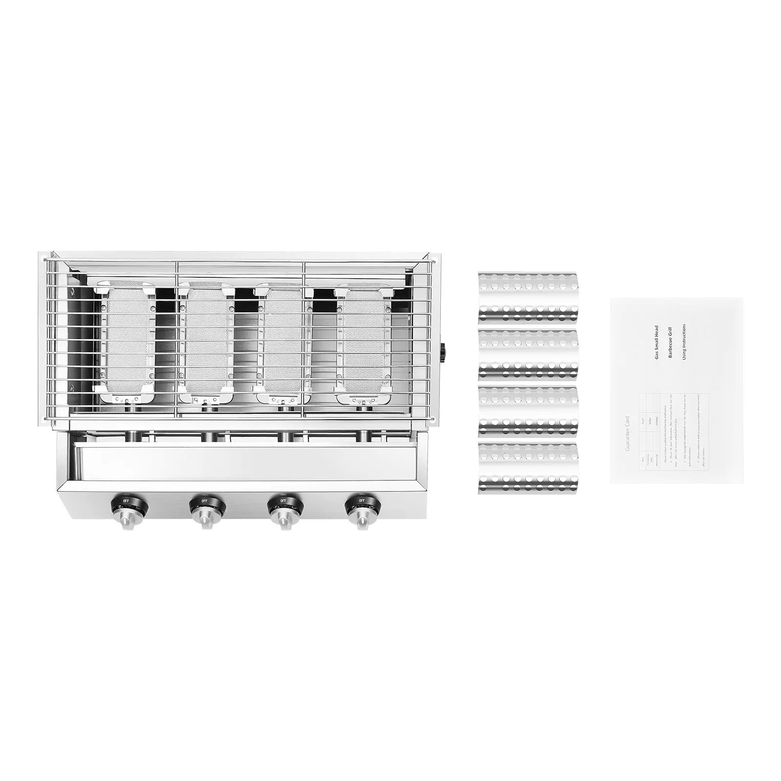 Plancha Gaz 4 Brûleurs Inox – Barbecue de Table Sans Fumée, Grille Amovible (GPL)