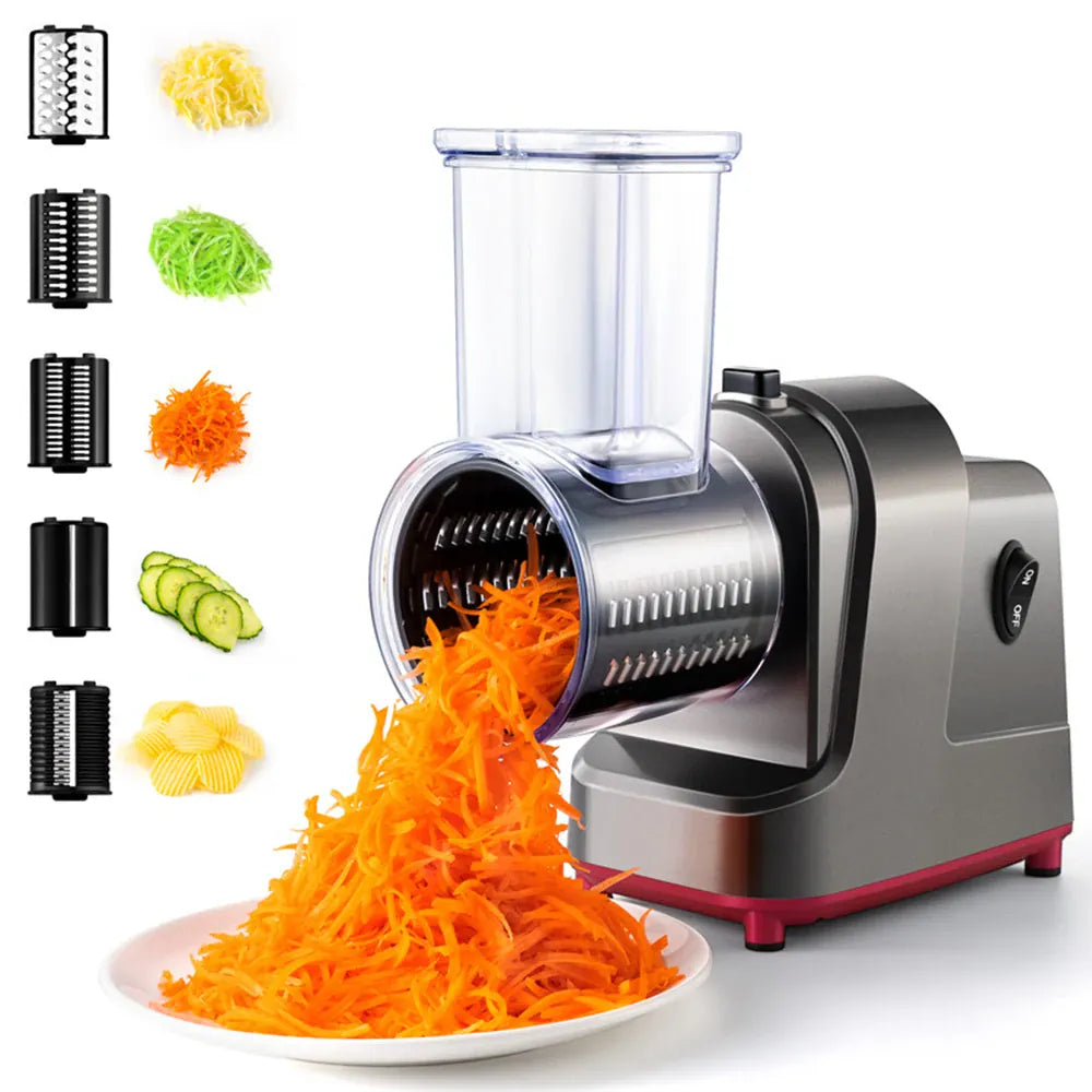 Râpeur électrique 5 en 1 avec fonction automatique pour légumes et fromage Coupe Légumes