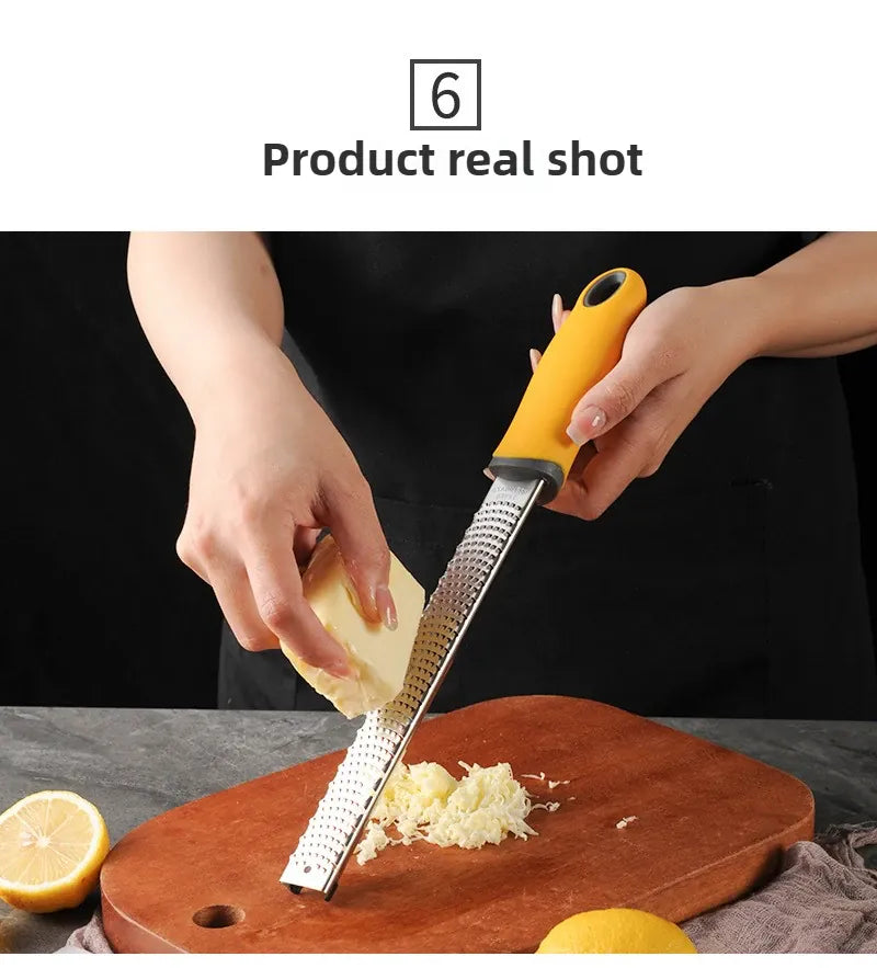 Zesteur en Inox pour Fruits et Fromage - 4 Lames Poignée Antidérapante zesteur