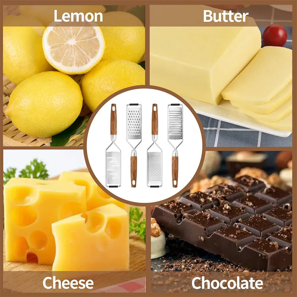 Râpe à fromage en acier inoxydable avec manche en bois naturel rape