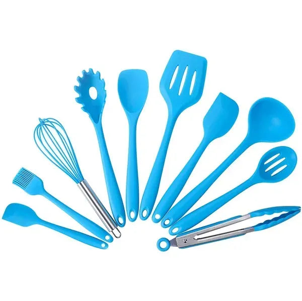 Set Ustensiles Silicone 10 pièces | Non-adhérent et résistant à la chaleur spatule en silicone