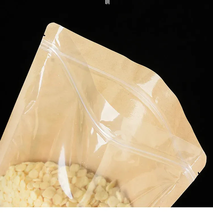Sachets Kraft Transparente Autoportants - Lot de 50 Pièces