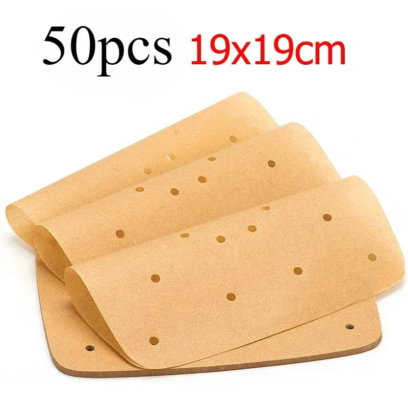 Papier Cuisson Air Fryer Jetable Carré Perforé - Lot de 100 Pièces Air Fryer
