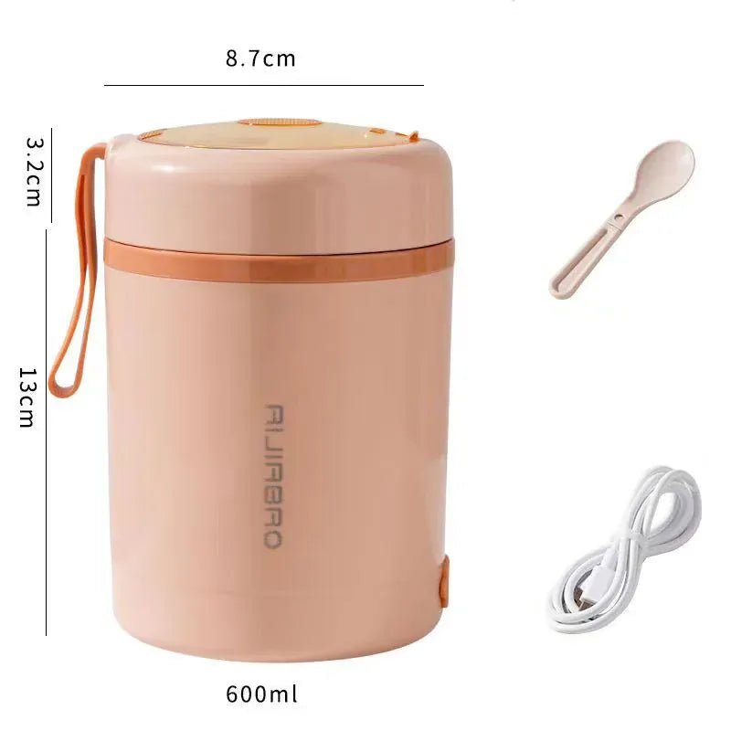 Lunchbox Chauffante USB 600 ml — Acier Inoxydable 304, 60 °C, Étanche lunchboxchauf