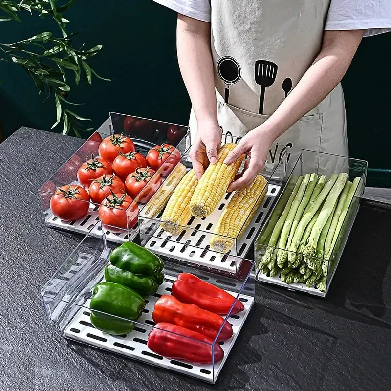Bac de Rangement Frigo Empilable pour Légumes et Viandes 4L