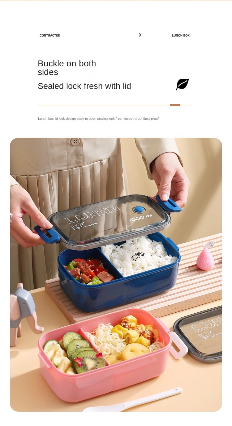 Lunch Box Hermétique 1000ml Plastique Résistant au Micro-ondes Lunchbox
