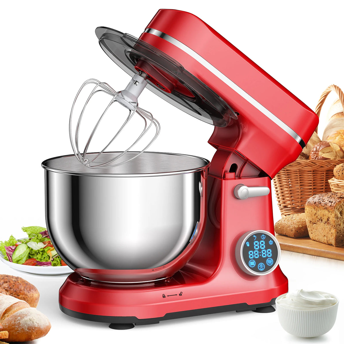 Robot pâtissier 5 L rouge