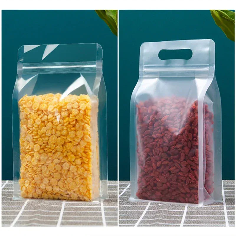 Sachets Zip Alimentaires Transparent Lot de 50 Pièces avec Poignée