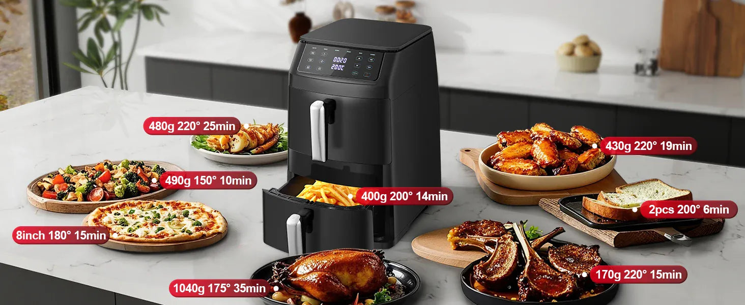 Friteuse Sans Huile Double Panier 11L 2500W 6 en 1 Écran Tactile airfryers