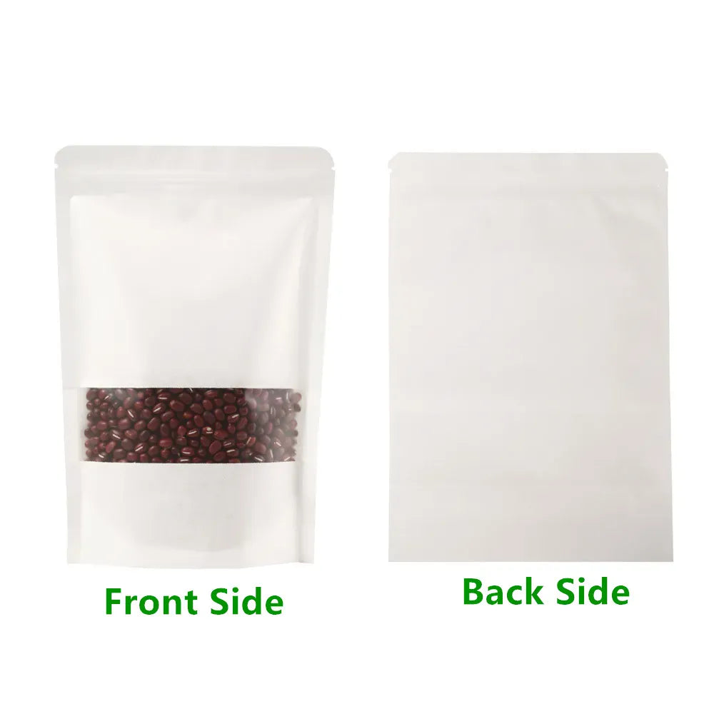 Sachets Kraft Transparent Fermeture Zip - Lot de 100 pièces