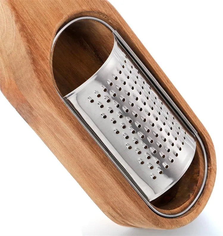 Râpe à Fromage en Acier Inox 304 avec Conteneur en Bois rape